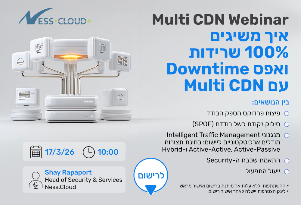 Multi CDN Webinar
איך משיגים 100% שרידות ואפס Downtime 
עם Multi CDN
